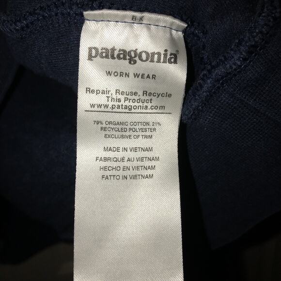 Patagonia Worn Wear Men's Organic Cotton Quilt Snap-T Pullover Small Navy Blue - Picture 5 of 7